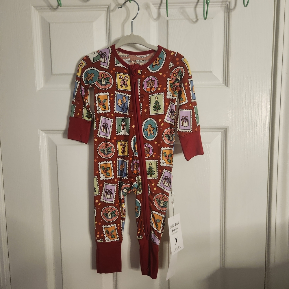 Festive Red and Multicolor Kids Footie Pajamas